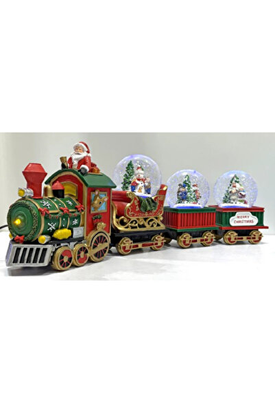 JASPER Christmas Decoration - Santa Claus Train with 3 Trailers and Snow Globe, 68 x 10 x 23 cm