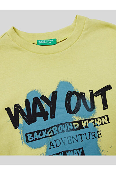 Benetton Boy's Printed Sweatshirt 6-14 Years Yellow