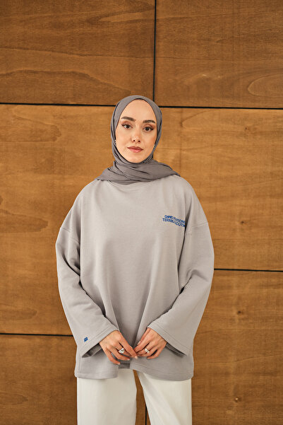 LOCCO Women's Yaz Printed Sweat Gray