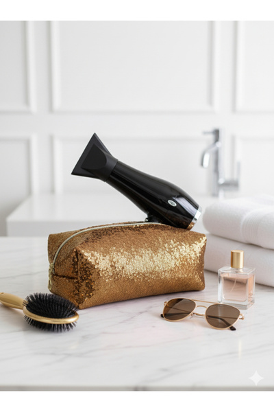 LUMIA ÇEYİZ Payetli saç şekillendiricileri için seyahat çantası XL boyu ebat ...