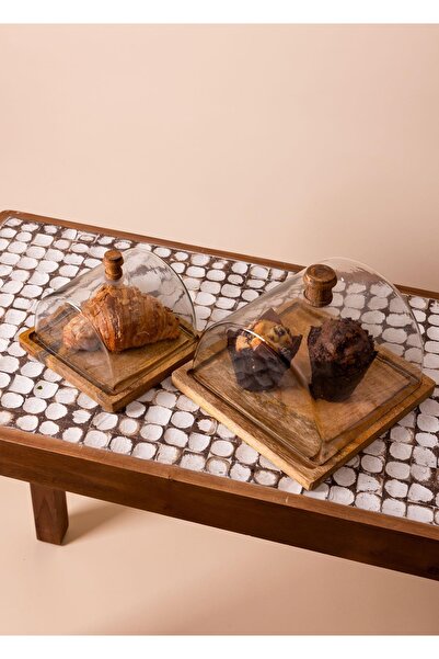 RİVO HOME DECOR Madera Square Cake Storage Container 18X24X24 cm