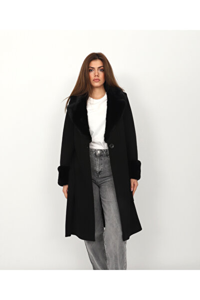 trender 26kg07000018 Black Women's Coat 3412