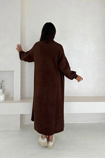 Noi Belis Maxi Boy Oversized Beard Yarn Soft Textured Knitwear Cardigan Aw25Hi0057