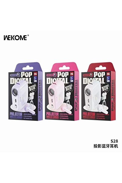 wekome S28 Pop Digital Projector Wireless Earbuds with Mini Slide Projector, Bluetooth V5.3,