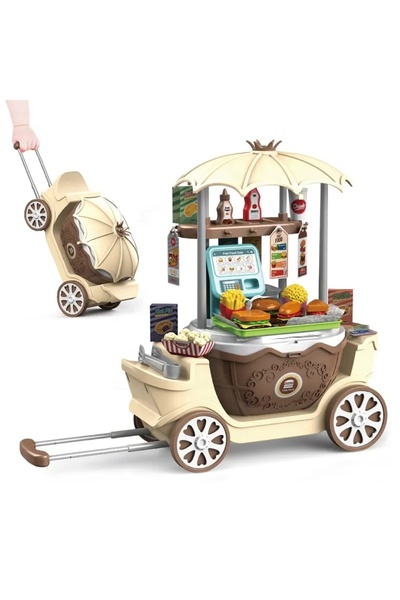 OEM Fast Food Shop Toy 4 in 1 – Trolley, basket and mini-kitchen for children, set with accessories