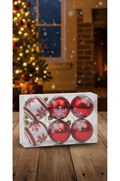 Çemrek Süs Parti Кульки різдвяні червоно-білі для прикрашання ялинки, набір з...