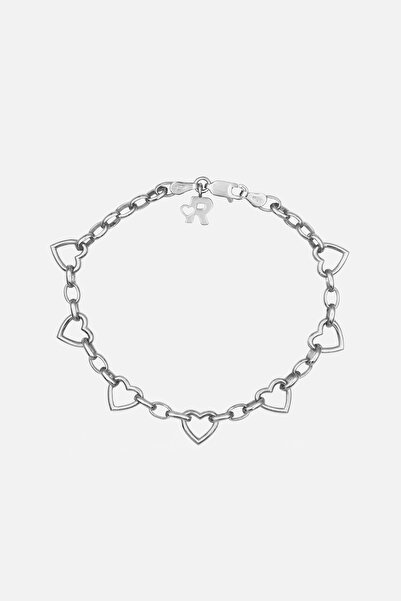 RAFTAF Heart Chain Kalp Detaylı Gümüş Bileklik