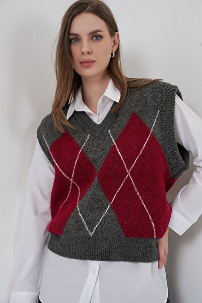 Hiccup Bdart Diamond Pattern Knitwear Sweater