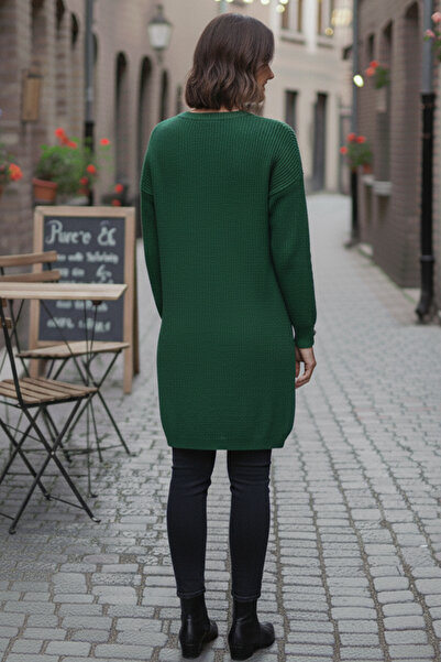 benguen Sleeve Buttoned Knitwear Sweater R4474 Emerald Green