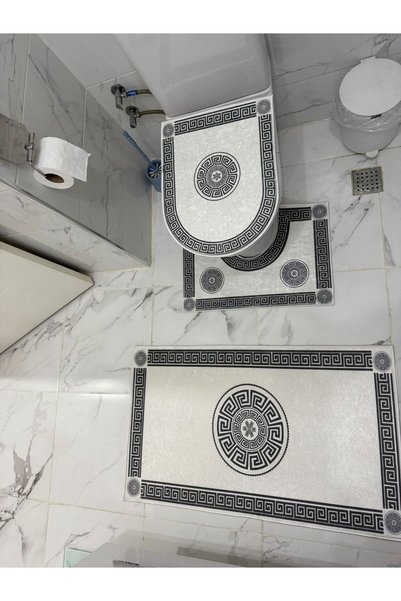 THEMODERNHANE Digital Printed 3-Piece Bath Mat Carpet Set Non-Slip Base Toilet Set
