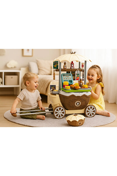 OEM Fast Food Shop Toy 4 in 1 – Trolley, basket and mini-kitchen for children, set with accessories