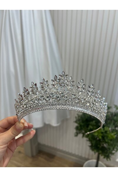 Taşmeran Zircon and Shuttle Stone Design Bridal Tiara High Quality Wedding He...