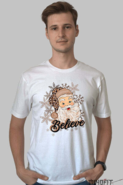 GILDAN Tricou De Craciun Mos Craciun Believe Leopard Print Barbat