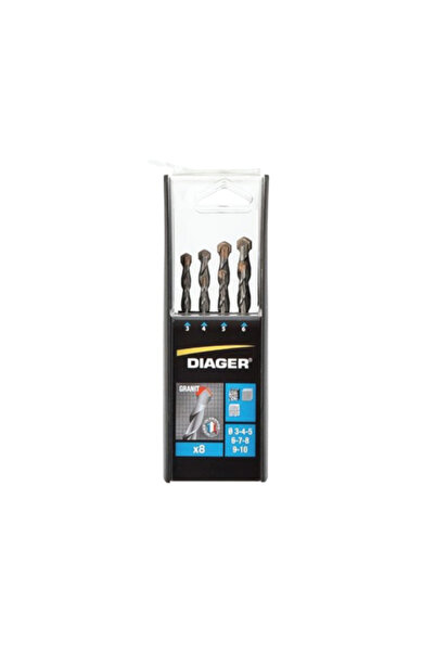 DIAGER Trusa burghie cu coada cilindrica pentru granit 8 piese