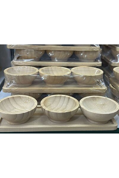 ZERAFET وعاء تقديم الحلويات من الخيزران مكون من 3 قطع