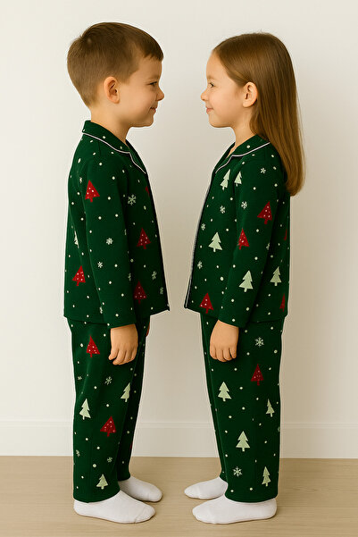 zepkids Παιδικό σετ πιτζάμες Unisex με χριστουγεννιάτικο σχέδιο σε πράσινο χρώμα