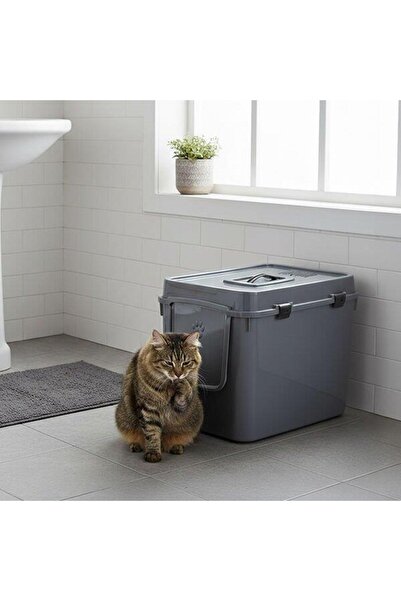 Herniks Handor Kapalı Kedi Tuvaleti XXL 57x39x43 - Gri