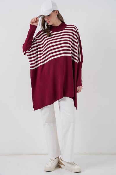 Hiccup Bdart Slit Detailed Mock Neck Knitwear Sweater