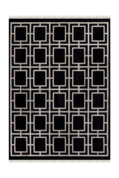 Koza Halı Amour 53078B Siyah Modern Desenli Halı 157x230