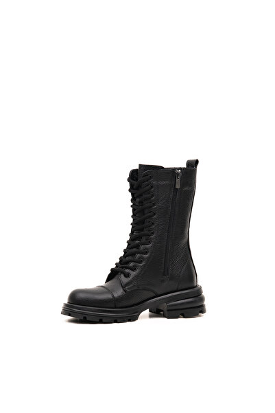 Bulls & Gulls Γυναικείες μακριές μπότες από γνήσιο δέρμα με κορδόνια μπροστά