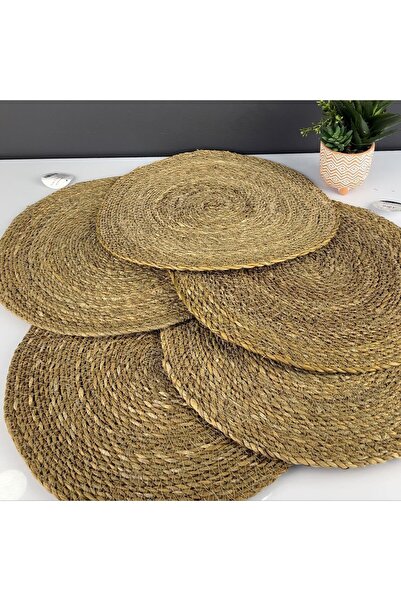 ar&be 6 Adet Hasır Supla Örgü Amerikan Servis Tabak Tava Tencere Altlığı Bamb...