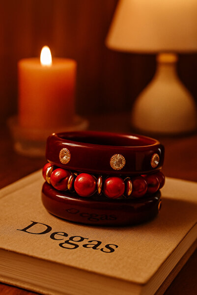 Vi store Kemik Bordo 3lü Bileklik Seti no:2