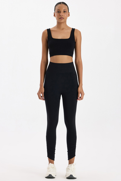 COMEUP Drawstring Cuffed Sports Leggings Black