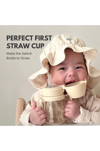GROSMIMI Flip Top Spill Proof Sippy Cup, PPSU, BPA Free, 6 oz, Stage 2 Straw (Bear)