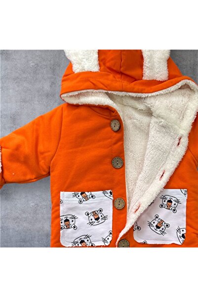 Minissa Rabbit Ear Plush Lined Winter Baby Coat Welsoft Fabric Cotton Inner Lining Warm Unisex