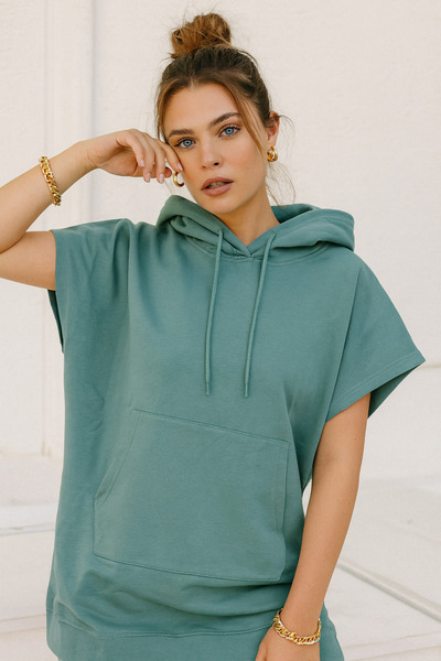 Rich Women's Kangaroo Pocket Oversized Long Sweatshirt Dress