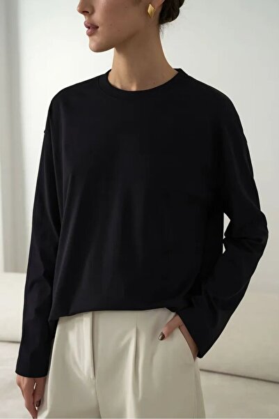 ELNOYA سويت شيرت مريح بأكمام طويلة للجنسين قصة فضفاضة باسيك