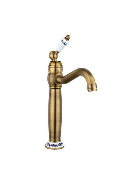 Trendy's Μιξέρ νιπτήρα πάγκου, αντίκα μπρούντζος, με κεραμικό κέντημα