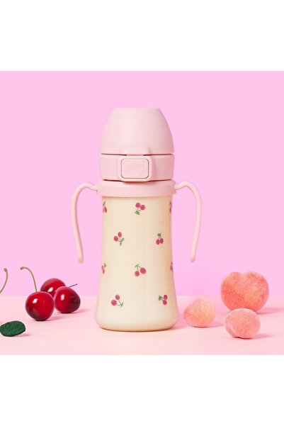 GROSMIMI Flip Top Spill Proof Sippy Cup, PPSU, BPA Free, 10 oz, Stage 2 Straw (Cherry)