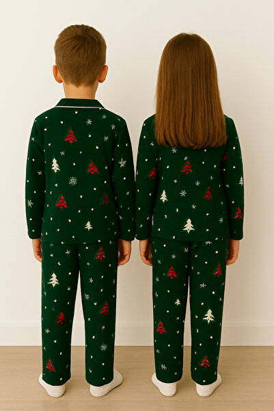 zepkids Παιδικό σετ πιτζάμες Unisex με χριστουγεννιάτικο σχέδιο σε πράσινο χρώμα