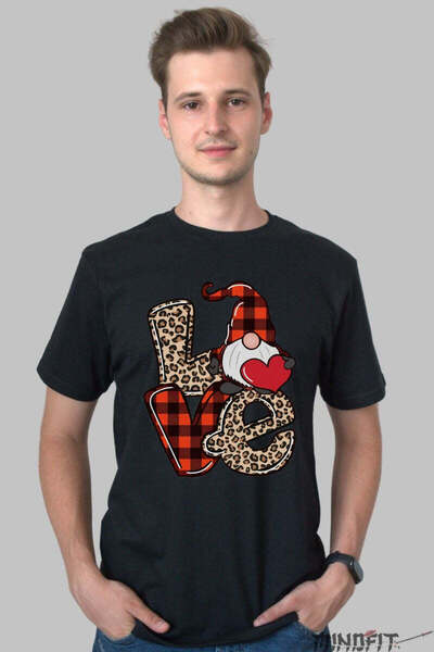 GILDAN Ανδρικό Χριστουγεννιάτικο μπλουζάκι με νάνο και κόκκινη καρδιά