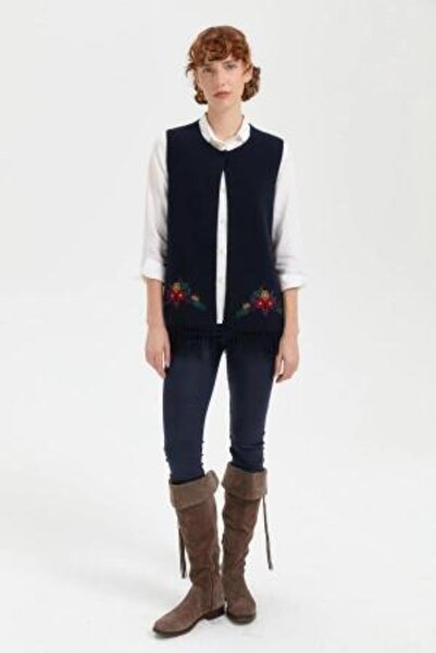 Desen 24010 Tricot Skirt Embroidered Short Tassel Zero-Neck Vest