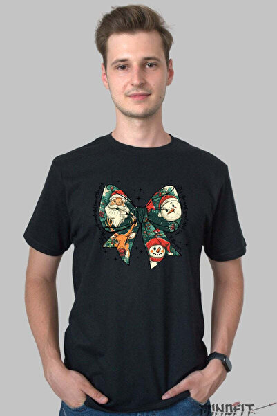 GILDAN Tricou De Craciun Fundita Cu Mos Craciun Si Om De Zapada Barbat