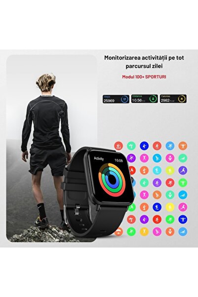 varioshop smartwatch multifunctional, touchscreen, health monitoring, 20 sport modes, silicone strap