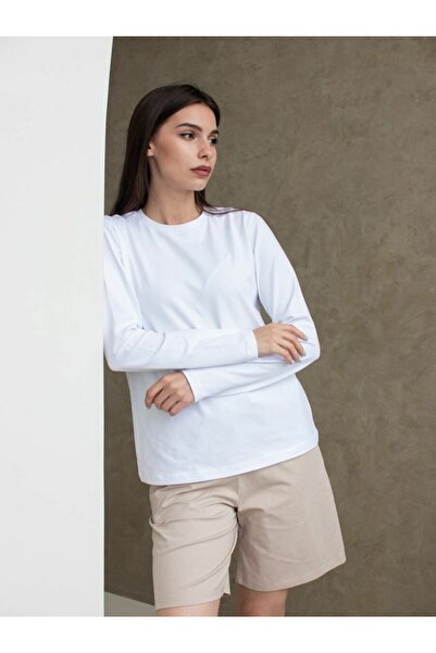 ELNOYA White Unisex Oversized Basic Long Sleeve Comfortable Sweatshirt