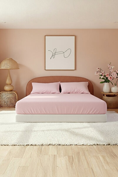 Anılsan Plain Powder King Ranforce Bed Sheet Set 100% Cotton (Sheet+Pillowcase)