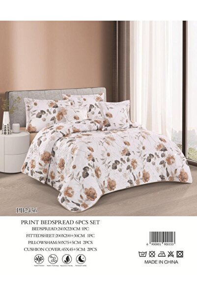 Moon Plain floral summer bedspread, 6 pieces, by Najmat Al-Qayrawan