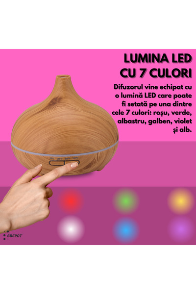 SDEPOT Aromatherapy humidifier, SDEPOT, with LED lights, air purifier, ultrasound, 300ml tank, cream