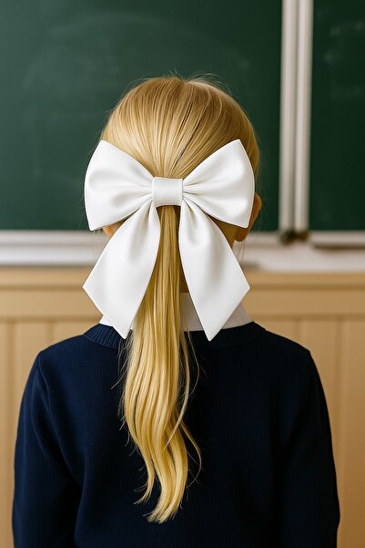 SeaBubbles Satin Bow School Clip Standard White