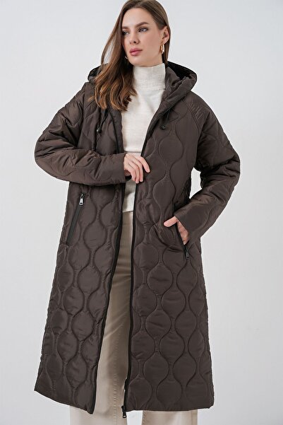 Hiccup Bdart Hooded Long Inflatable Quilted Jacket