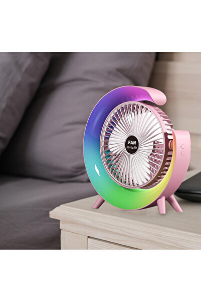 Amir Mini round desk fan with RGB LED