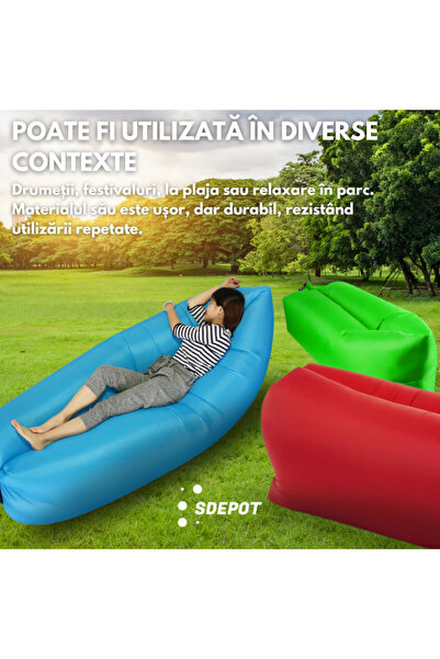 SDEPOT inflatable mattress, for camping or beach, Lazy Bag type, yellow