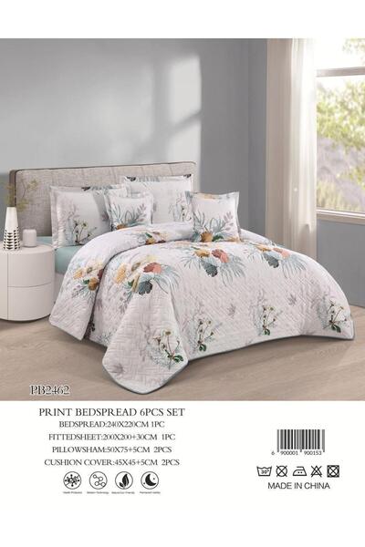 Moon Plain floral summer bedspread, 6 pieces, by Najmat Al-Qayrawan