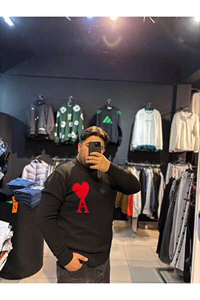 Q45collection Basic Crew Neck Black Logo Knitwear Sweater