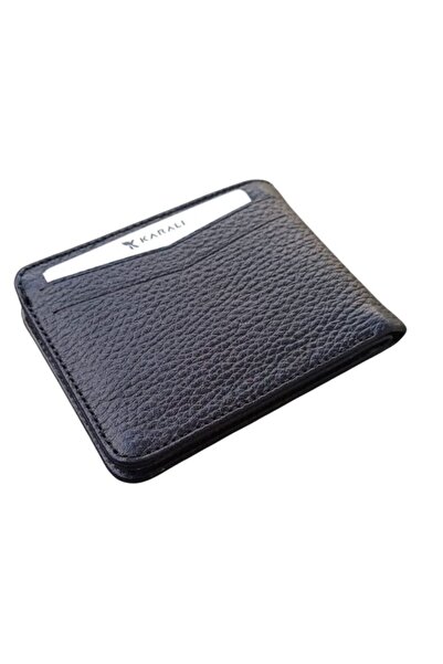 Karalı Deri Genuine Leather Magnet Cover Men's Wallet Card Holder