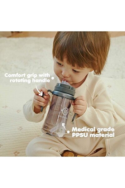 GROSMIMI Spill Proof Magic Sippy Cup with Straw, PPSU, BPA Free, 6 oz - Sky Blue
